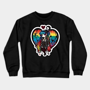 Rainbowcore Heart Dripped gothic style Crewneck Sweatshirt